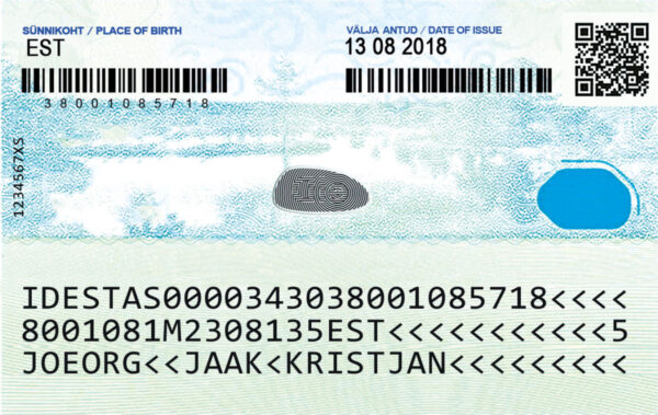 Estonian ID CARD back