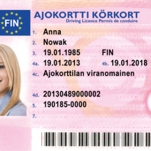 Finnish Driving Licence front