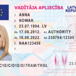 Latvian Driving License front