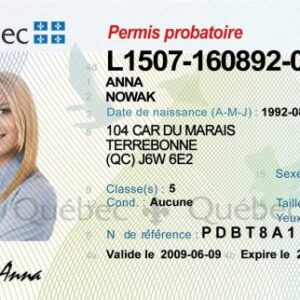 Quebec driving license Card 1