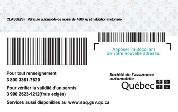 Quebec driving license Card 2