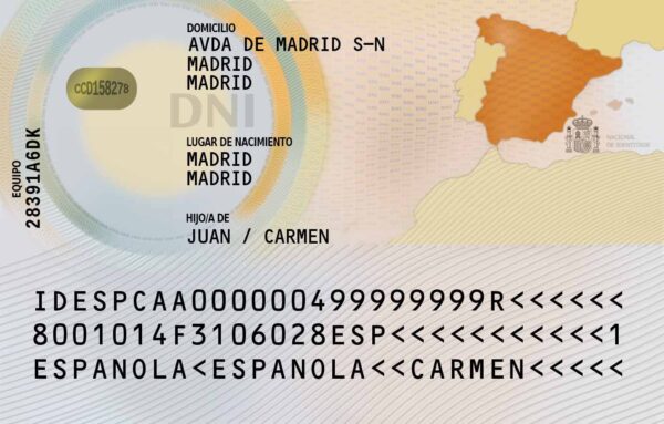 Spanish ID back